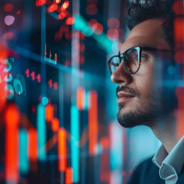 Businessman use AI technology for business management, development, strategic planning, decision-making, market analysis, efficiency, innovation, growth, digital transformation.