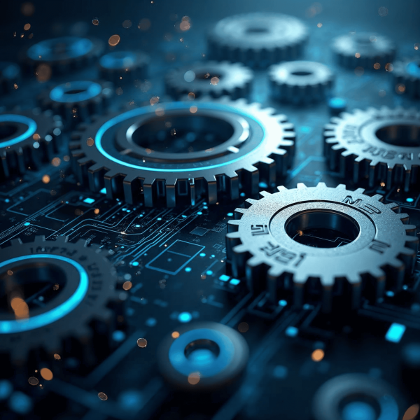 freepik__a-dynamic-digital-composition-featuring-interlocki__45674 ingranaggi e microchip per la sezione diServizi di Manutenzione Applicativa (AMS)